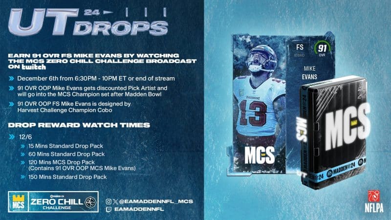 The Zero Chill Challenge will have some sweet Twitch Drop rewards, including a free 91 OVR Mike Evans.