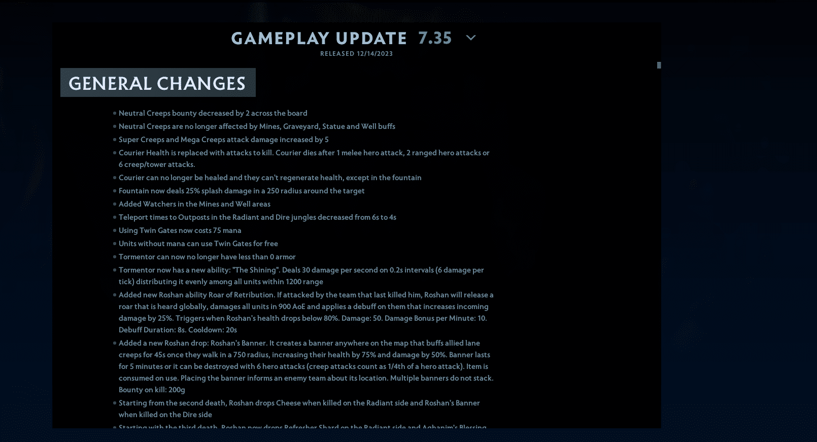 Dota 2 Patch 7.35 Overview - General and Item Changes