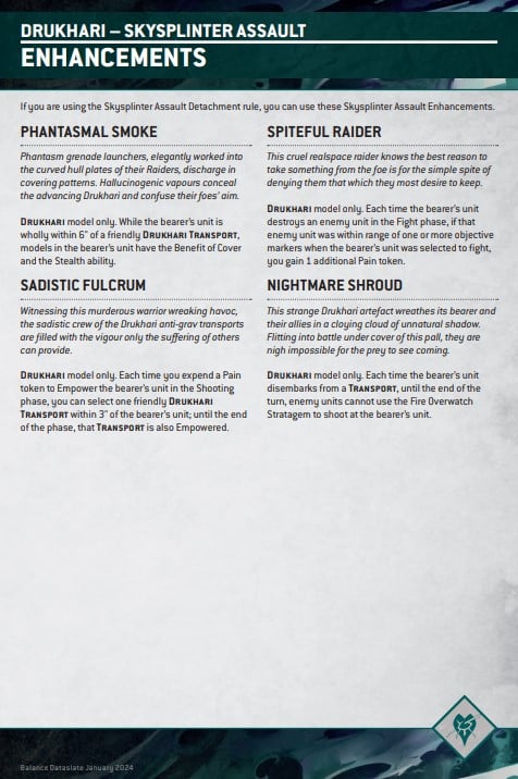 Warhammer 40k Drukhari New Detachment