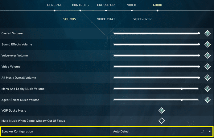 Screengrab of Audio Settings in Valorant