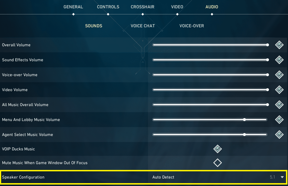 Screengrab of Audio Settings in Valorant