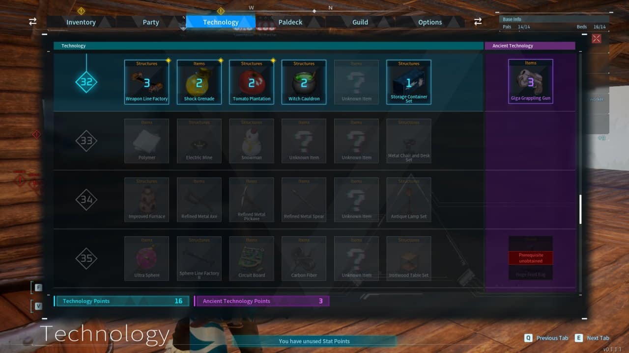 Palworld Technology Points