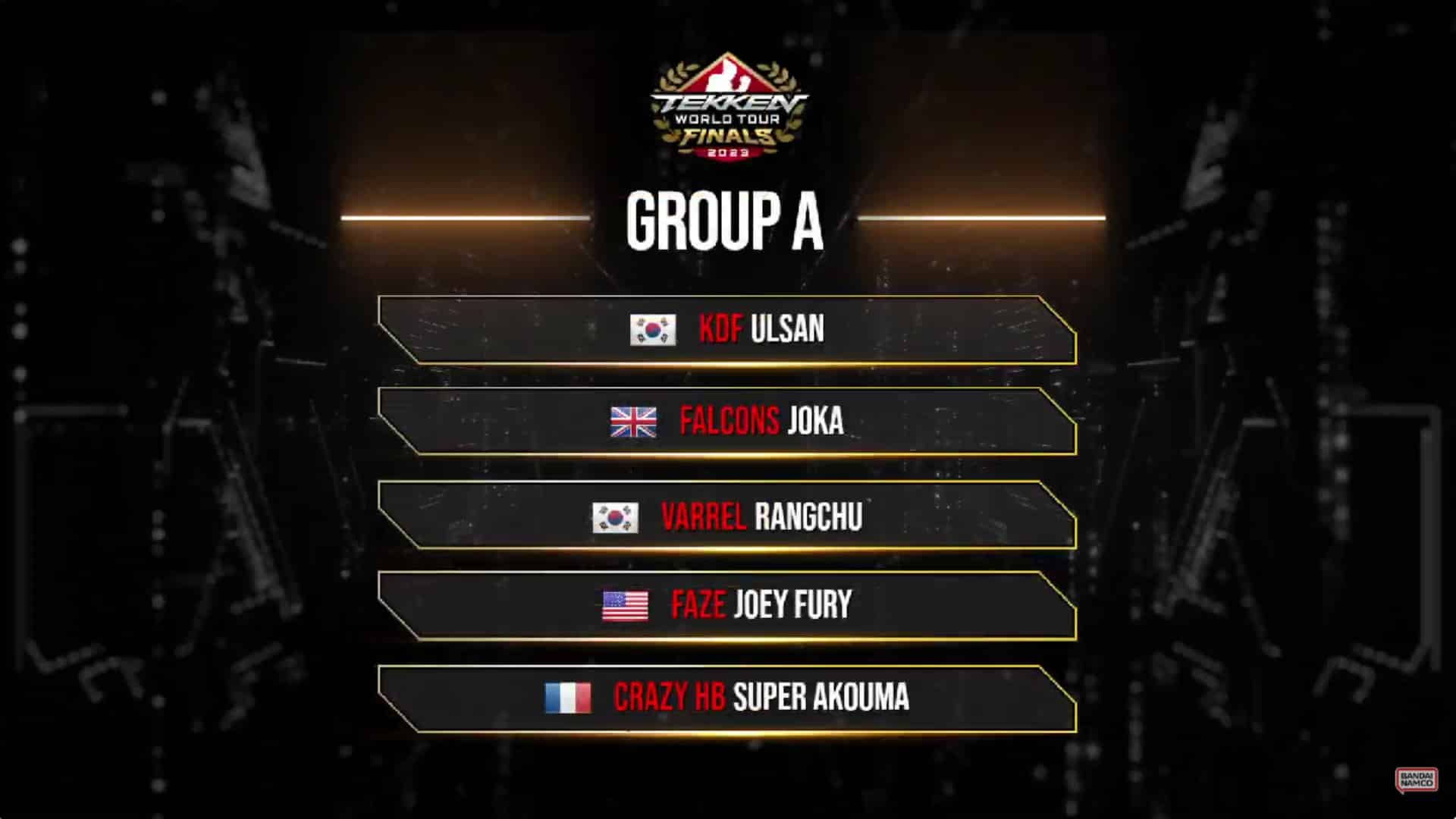 Here is Group of of Tekken World Tour Finals 2023.