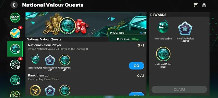 FC Mobile National Valour Guide