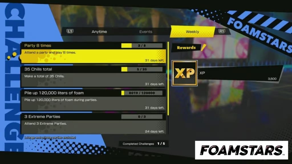 Foamstars Weekly Challenges