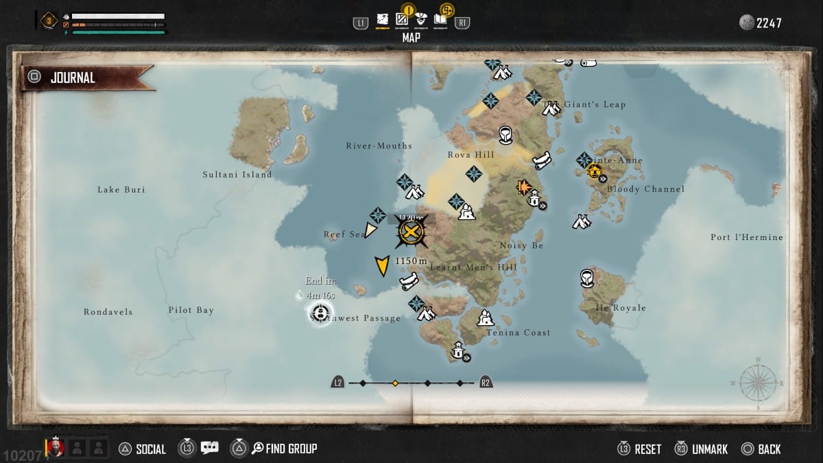 Skull and Bones Caradec's Bounty Map