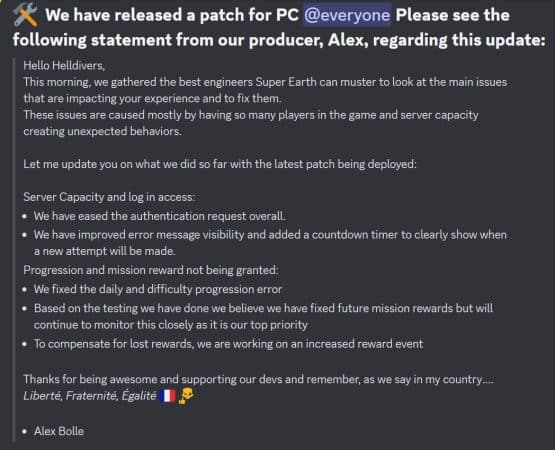 Helldivers 2 Crashing on PC Fixed: New Helldivers 2 PC Patch Released