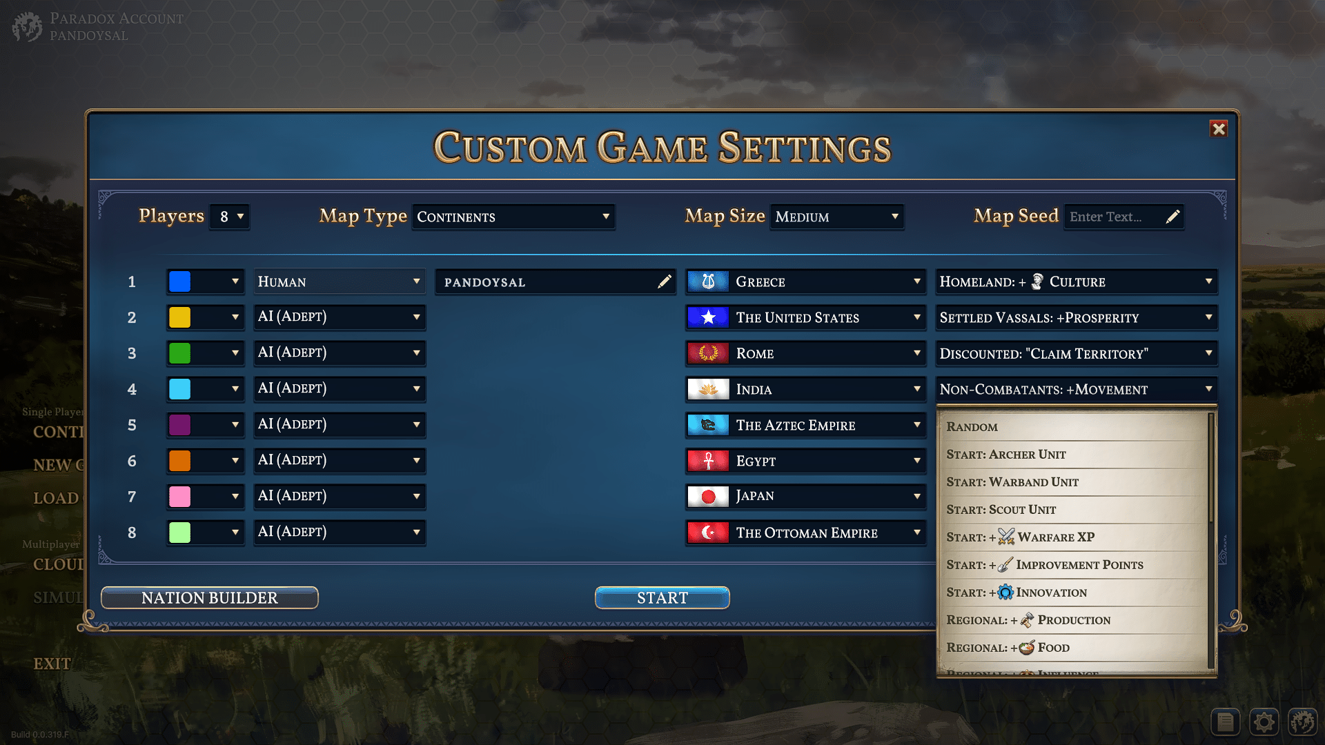 Millennia Starting Bonuses Millennia All Playable Nations