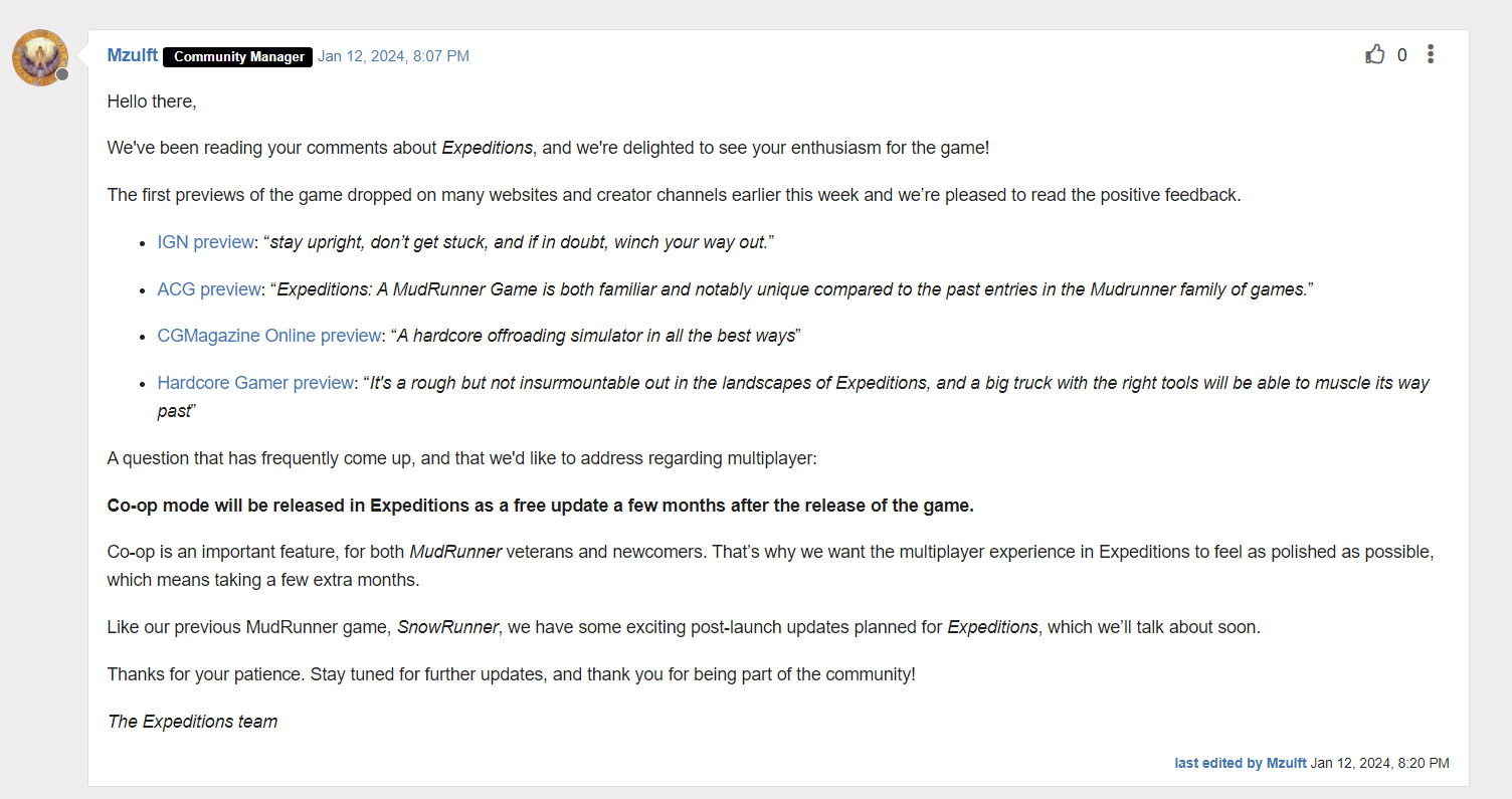Will There Be Multiplayer in Expeditions: A Mudrunner Game?
