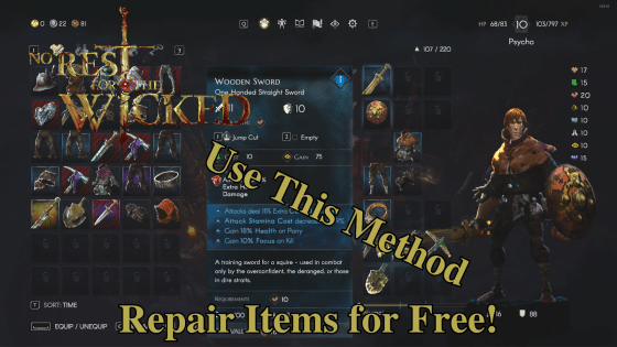 No Rest for the Wicked – Trick to Repair Your Items for Free