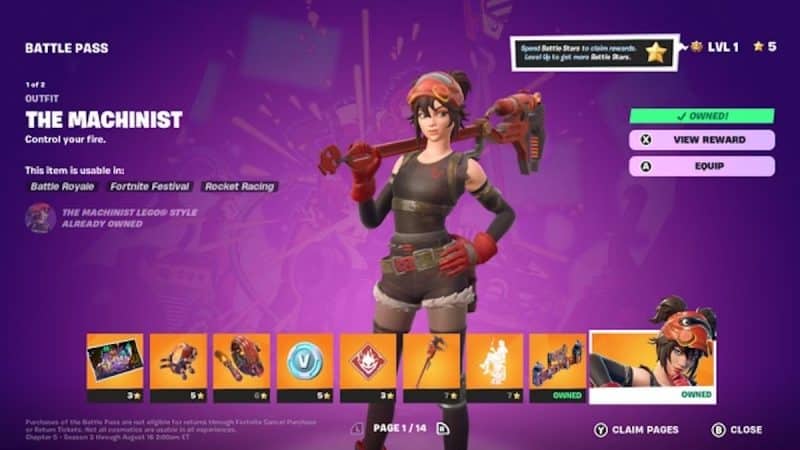 Battle Pass Fortnite C5 S3 Page 1