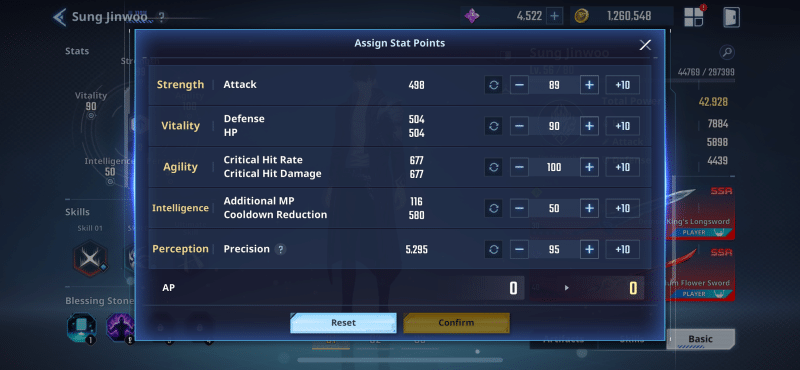 solo leveling arise stats