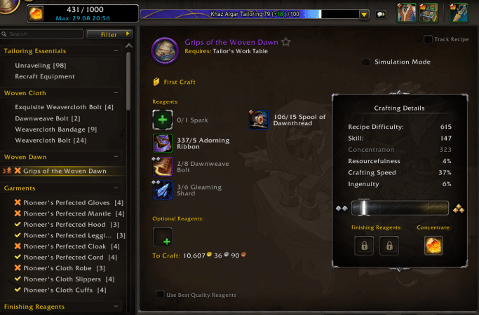 War Within Crafting Stats