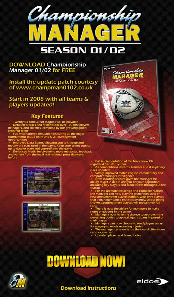 Download Championship Manager 01/02