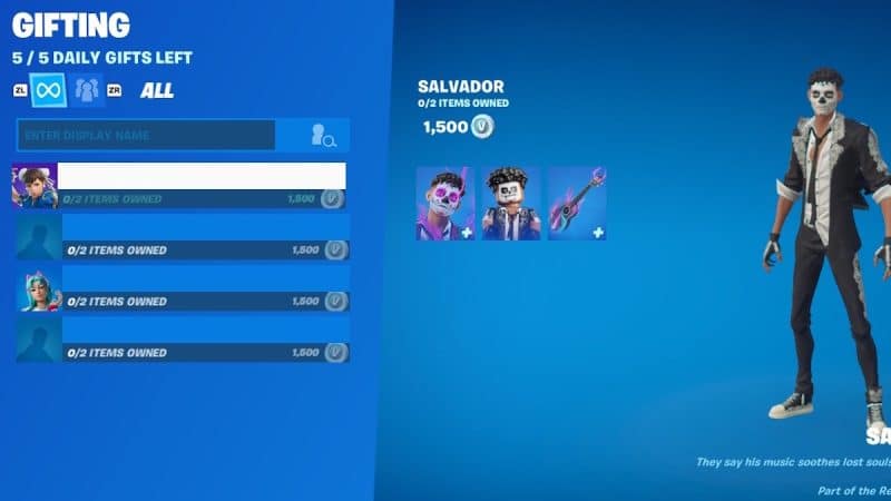 how do you gift skins in fortnite