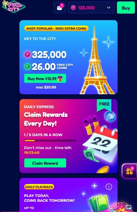 Funzcity casino promotions