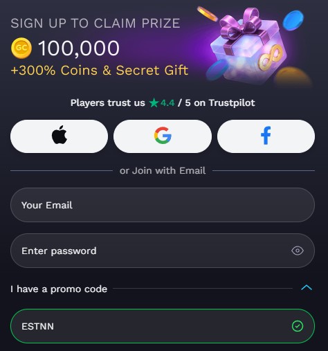 nolimitcoins promo code ESTNN sign up form