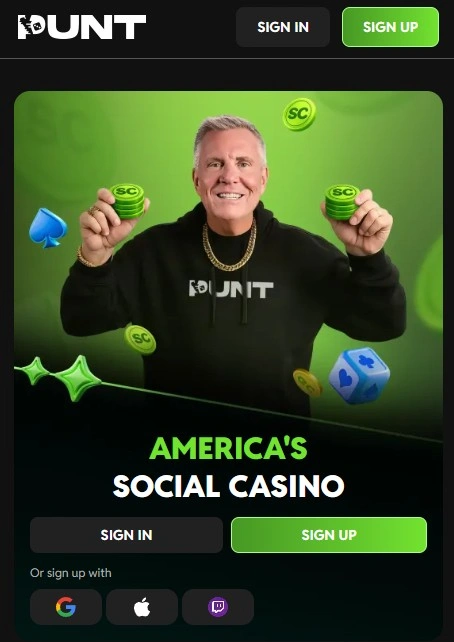 Punt casino sign up page, new players