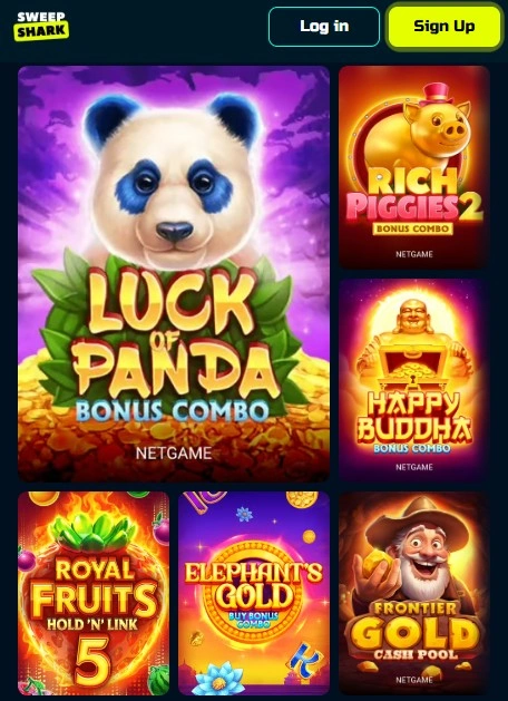 Sweepshark casino game selection