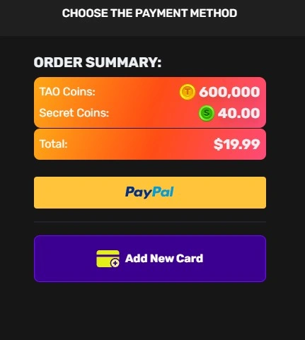 taofortune store: order and payment methods