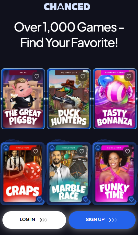 5) Chanced - Best Sweepstakes Casino for Live Dealer Depth