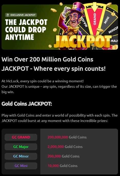 Mcluck casino exclusive jackpot