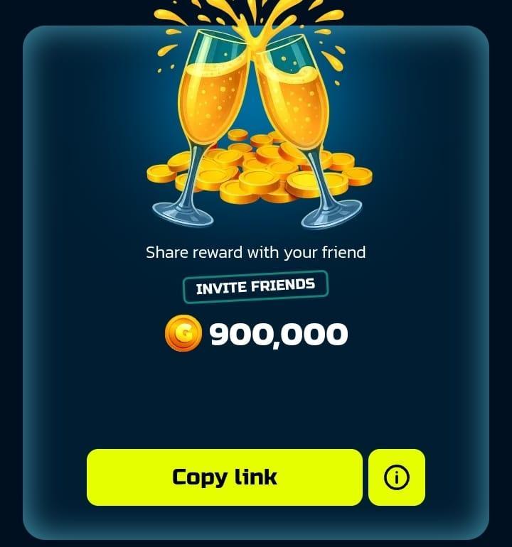 Sweep Shark invite your friends refferal program and share a total bonus of 900,000 GC