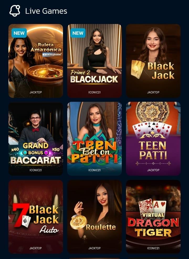 Sweep Shark live casino games: Virtual Drago Tiger, Prime 2 Blackjack, Teen Patti, roulette and more