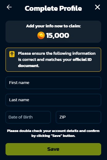 Sweep shark complete your profile to claim 15,000 coins