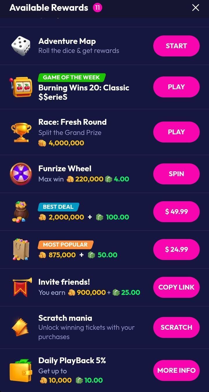 Funrize ongoing promos