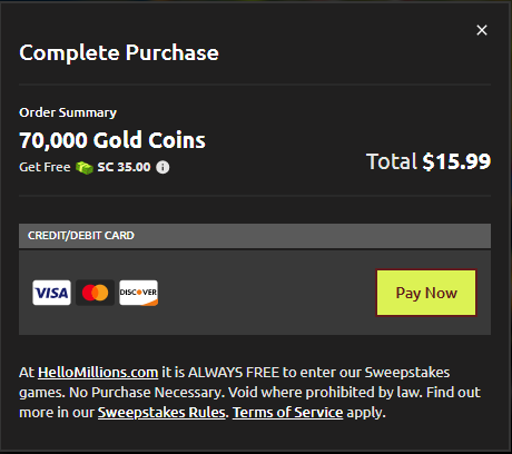 Hello Millions how to purchase coins