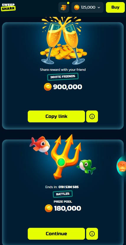 sweep shark review of ongoing promotions and daily rewards